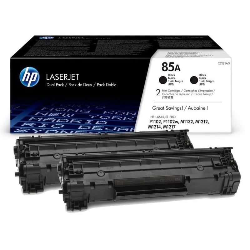 Toner HP 85A Negro 3.200 Paginas CE285AD Original Pack x 2