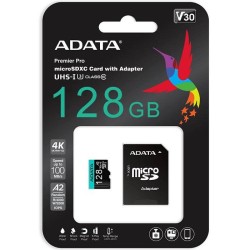 Memoria MicroSDXC 128GB Adata Premier Pro UHS-I U3 V30 A2 Con Adaptador AUSDX128GUI3V30SA2-RA1