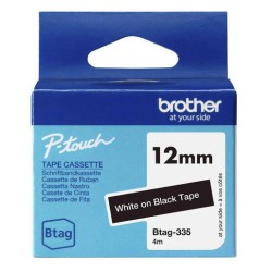 Cinta Para Rotuladora Brother BTAG335 Blanco Sobre Negro 12mm 4m Original