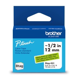 Cinta Para Rotuladora Brother BTAGG31 Negro Sobre Verde Claro 12mm 4m Original