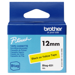 Cinta Para Rotuladora Brother BTAG631 Negro Sobre Amarillo 12mm 4m Original