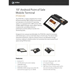 Terminal POS Movil 3nStar PTA0140 10" Tactil 4GB 64GB WiFi Impresora 80mm Android Negro