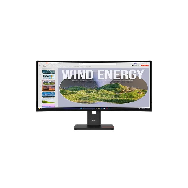 Monitor Lenovo ThinkVision T34WD-40 34” Pulgadas Curvo WQHD HDMI DisplayPort USB-C RJ45 Negro