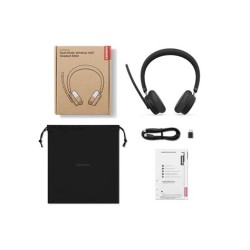 Diadema Auricular Lenovo Dual-Mode ANC 6550 Binaural Inalambrica Bluetooth USB-A Negra Con Microfono