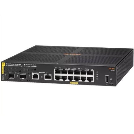 Switch HPE Aruba CX 6000 12 Puertos Gigabit PoE 139W 2 Puertos SFP 1G