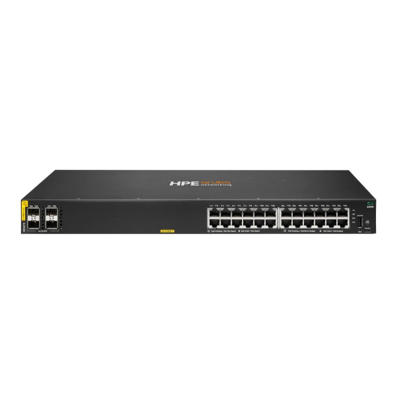 HPE Aruba Networking CX 6000 24p 10M/100M/1G Class4 PoE 4p SFP 1G 370W Switch, Gestionado, L3, Gigabit Ethernet (10/100/1000), E