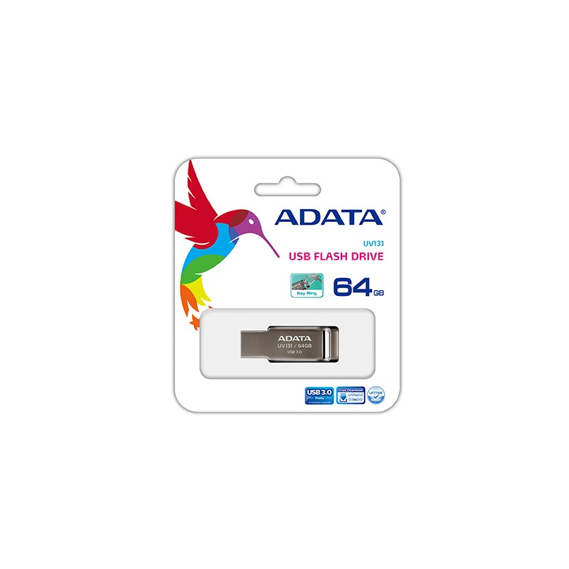 ADATA USB 64GB 3.0, 64 GB, USB tipo A, 3.2 Gen 1 (3.1 Gen 1), Sin tapa, 8 g, Gris