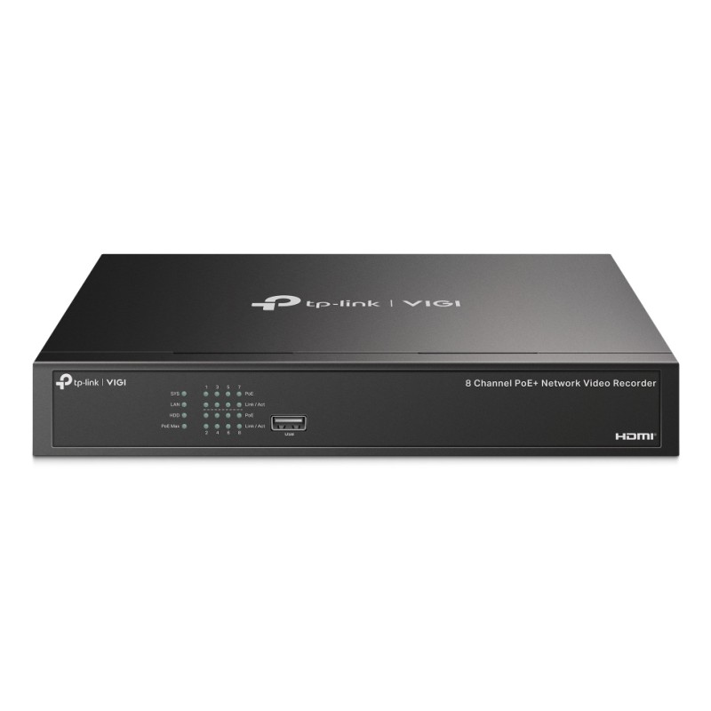 TP-Link VIGI NVR1008H-8P, 8 channels, 3840 x 2160 Pixeles, 8 channels, 720p, 1080p, 1920 x 1080, 1680 x 1050, 1440 x 900, 1280 x