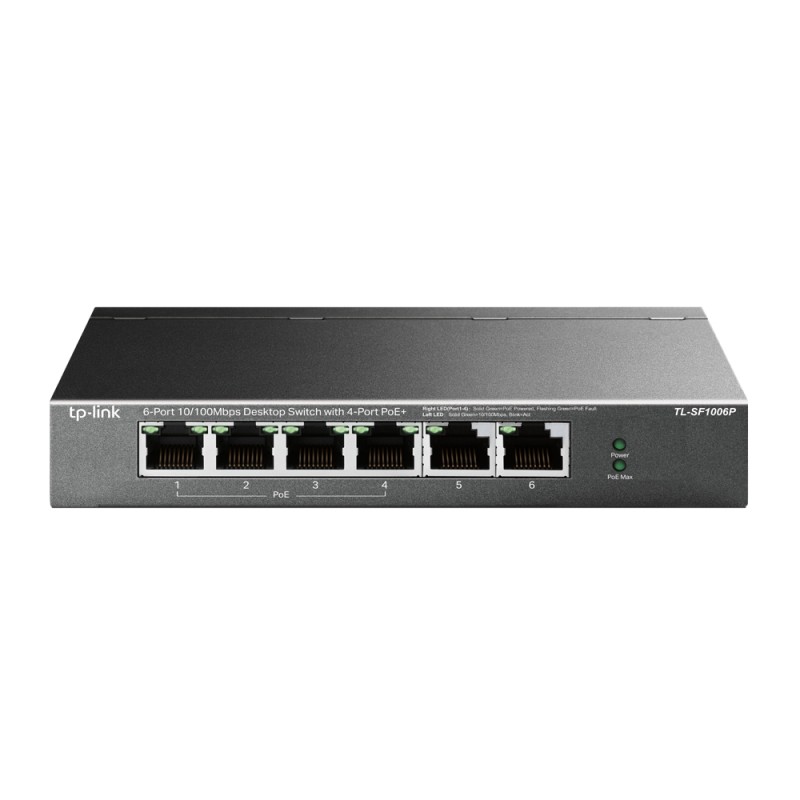 TP-Link TL-SF1006P, No administrado, Fast Ethernet (10/100), Bidireccional completo (Full duplex), Energía sobre Ethernet (PoE)
