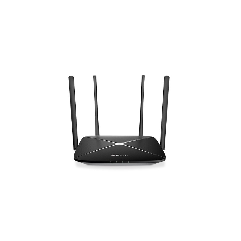 Mercusys AC12G, Wi-Fi 5 (802.11ac), Doble banda (2,4 GHz / 5 GHz), Ethernet, Negro, Router de mesa