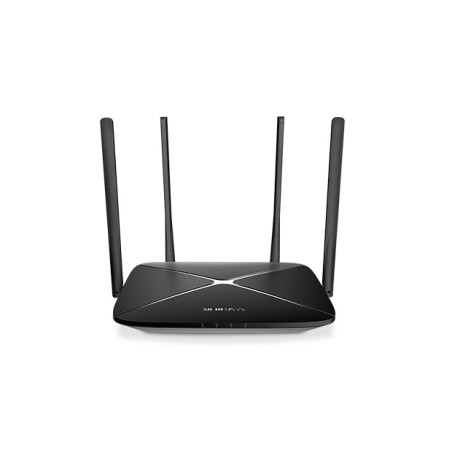 Mercusys AC12G, Wi-Fi 5 (802.11ac), Doble banda (2,4 GHz / 5 GHz), Ethernet, Negro, Router de mesa