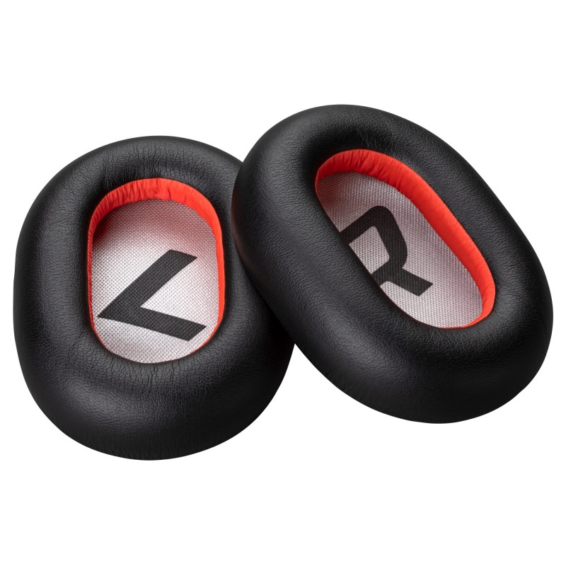 HP Poly Almohadillas de polipiel negra Poly Voyager 8200 (2 piezas), Juego de almohadillas y anillos, Negro, Rojo