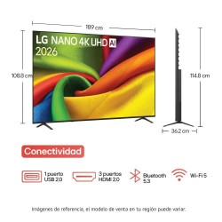 Televisor LG 85NU85CBPSA 85" Pulgadas NanoCell Smart TV 4K UHD AI webOS