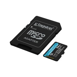 Memoria microSDXC Kingston 64GB Canvas Go! Plus Gen4 UHS-I U3 V30 A2 Con Adaptador SD