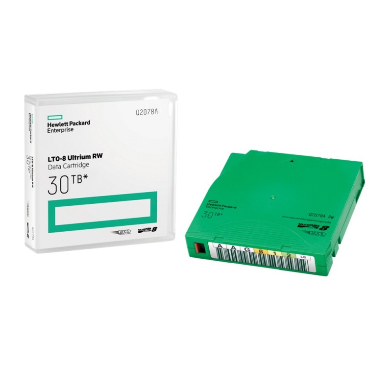 Data Cartridge HPE LTO-8 30TB Ultrium RW 12TB Nativos 30TB Comprimidos Q2078A