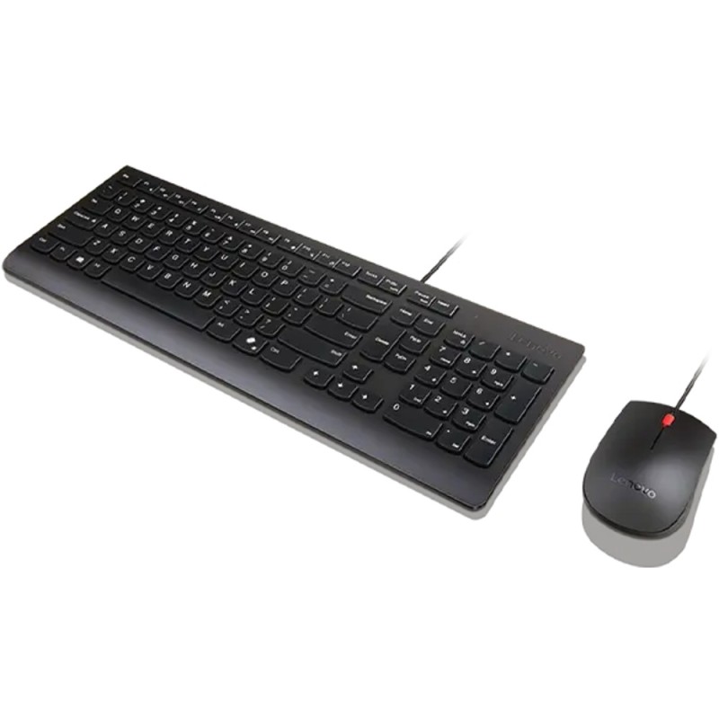 Combo Teclado Mouse Lenovo Essential Wired AI USB Español Negro