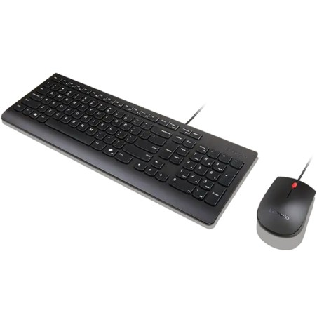 Combo Teclado Mouse Lenovo Essential Wired AI USB Español Negro